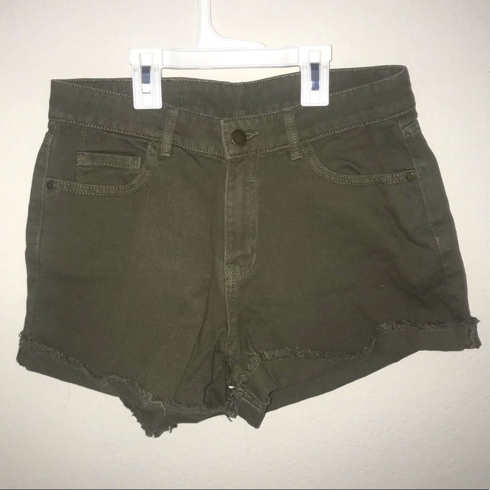 Green cut off shorts
